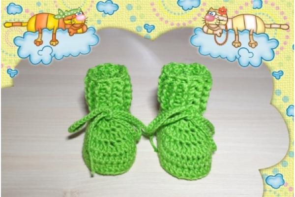 Babystiefel Reliefbord Baumwolle , Grasgrün Nr. 92-0