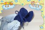 Babystiefel Reliefbord Baumwolle , Marineblau, Nr. 34, angezogen