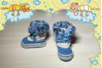 Babyfinkli-Snow-Boots-Beige-Jeansblau-meliert-Nr-326--0-3-Monate-1a