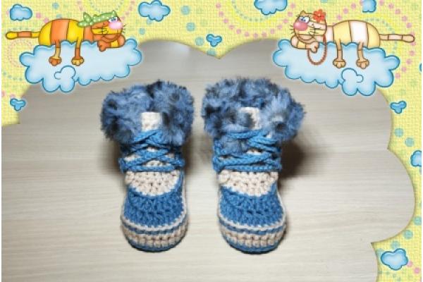 Babyfinkli-Snow-Boots-Beige-Jeansblau-meliert-Nr-326--0-3-Monate-0a