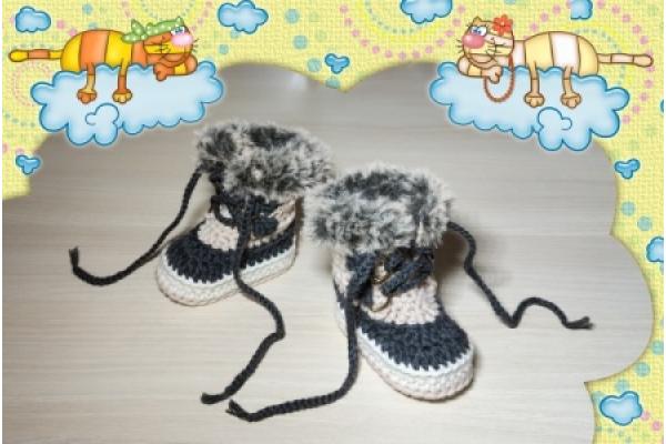 Babyfinkli-Snow-Boots-Merinowolle-Anthrazit-Beige-winterweiss--0-3-Monate-3