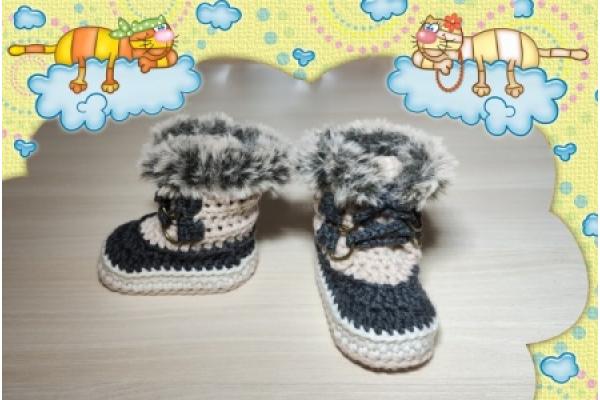 Babyfinkli-Snow-Boots-Merinowolle-Anthrazit-Beige-winterweiss--0-3-Monate-1