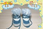 Babystiefel snow-Boots &#47; Merinowolle , Winterweiss Petrol Nr. 2 Vorderseiten