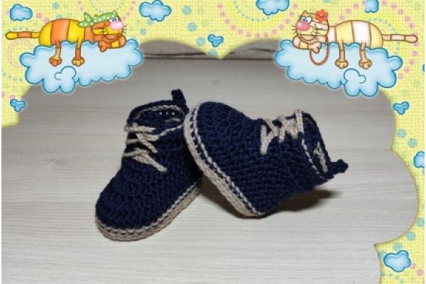 Baby Boots Merinowolle Nachtblau 2