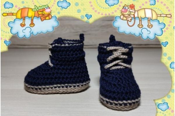Baby Boots Merinowolle Nachtblau 1